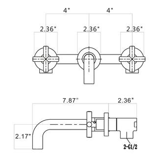 Utopia 4niture Zary Double Cross Handle Wall-Mounted Bathroom Faucet in Bronze HATH8008FG