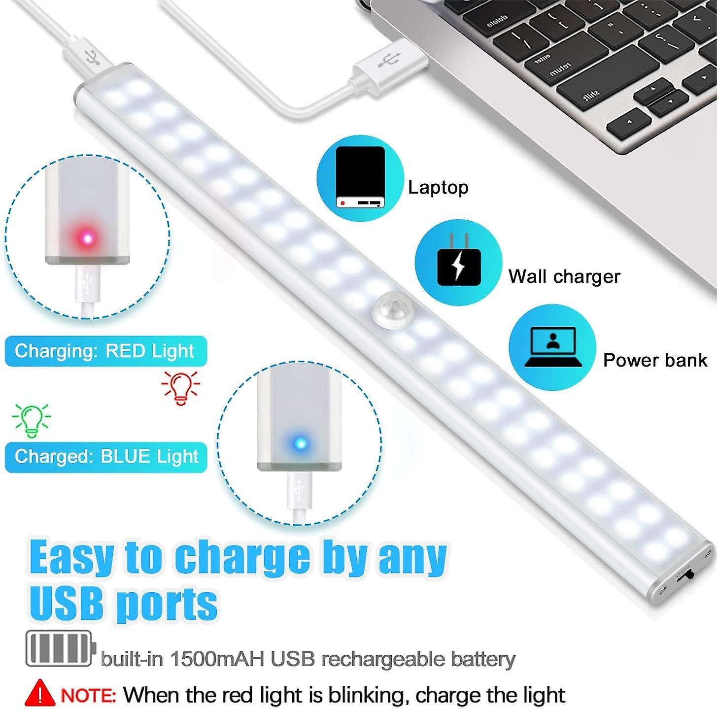 40 Led Closet Light，motion Sensor，usb Rechargeable，4 Modes，30cm(white Light