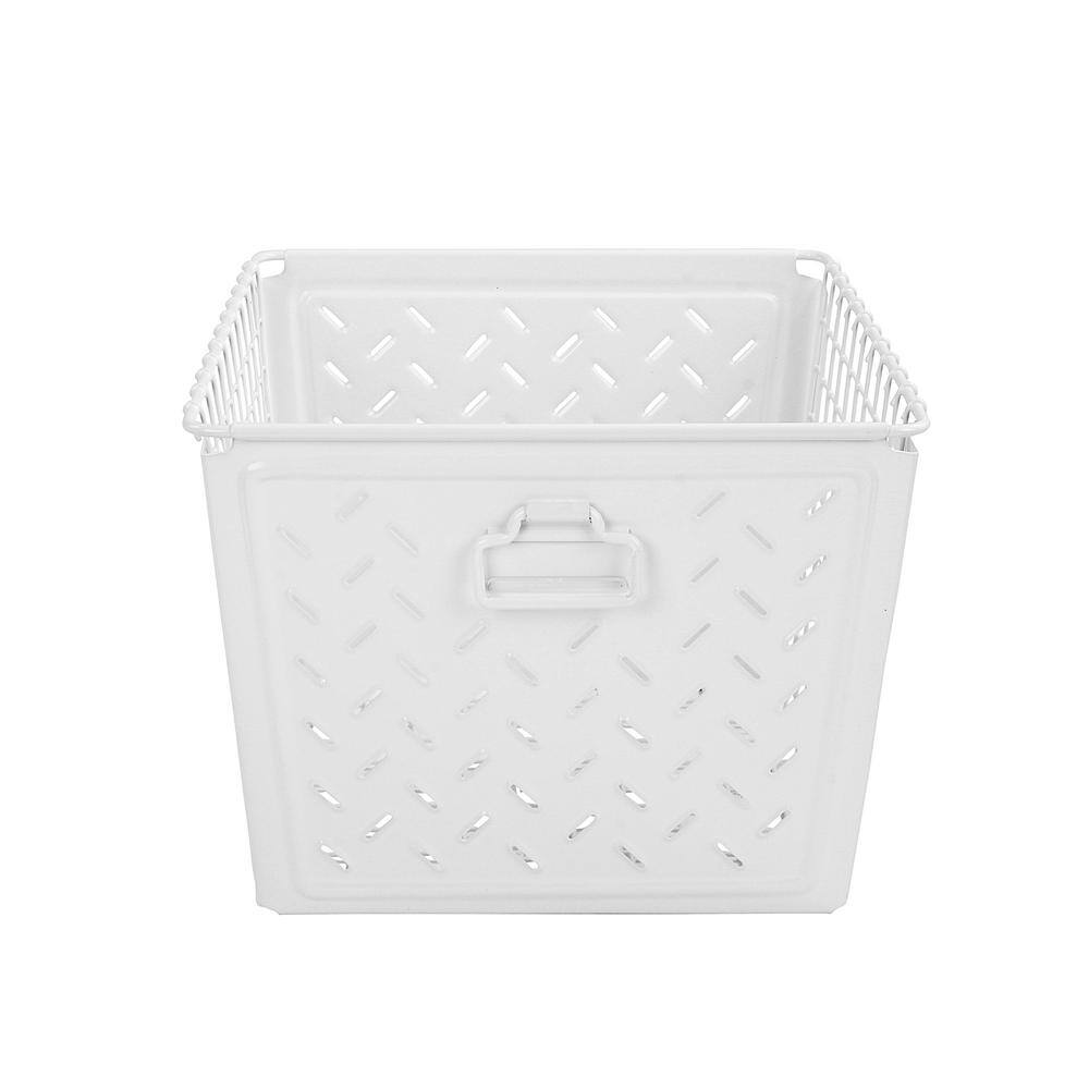 Spectrum 9 in. H x 12 in. W x 12.5 in. D White Steel Cube Storage Bin 84000