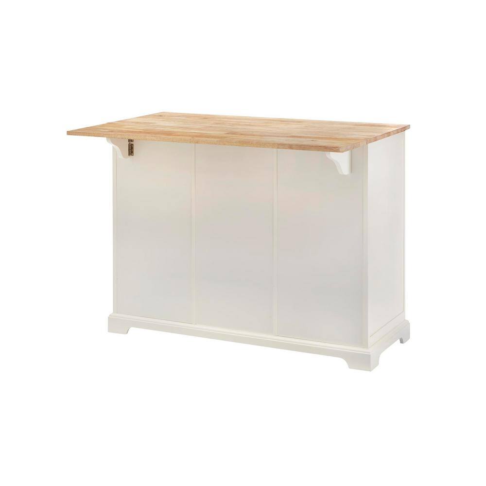 Home Decorators Collection Ivory Kitchen Island with Natural Butcher Block Top SK19304Er1-V