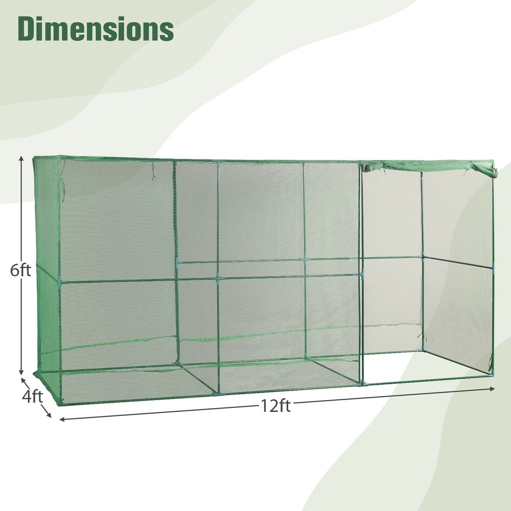 Aoodor 12'x4'x6' Crop Cage Plant Protection Netting Tent with Zipper   N/A