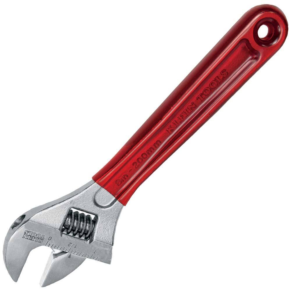 Klein Tools 1-18 in. Extra Capacity Adjustable Wrench with Plastic Dipped Handle D507-8