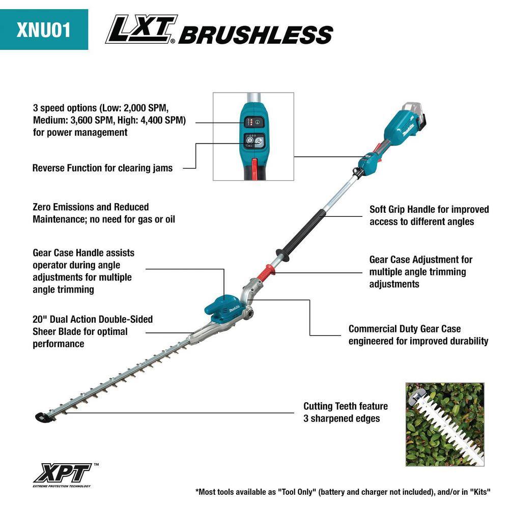 Makita 18V LXT Lithium-Ion Brushless 20 in. Articulating Pole Hedge Trimmer (Tool-Only) XNU01Z