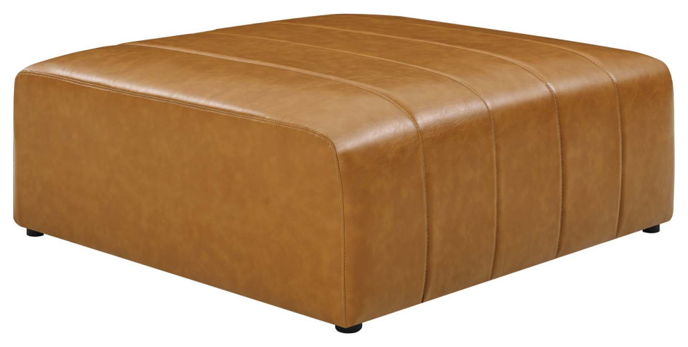 Bartlett Vegan Leather Ottoman  Tan   Contemporary   Footstools And Ottomans   by Homesquare  Houzz