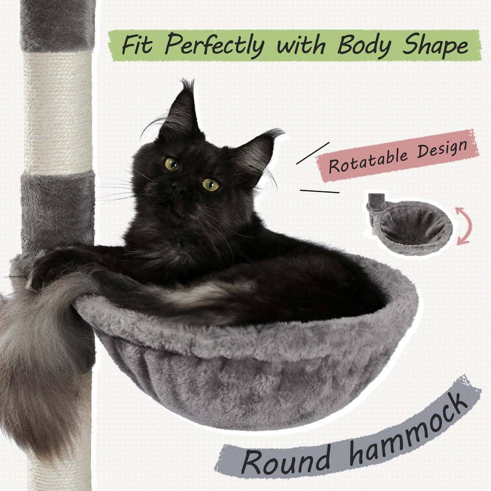 Foobrues Cat Tree Floor to Ceiling Cat Tower Large Hammock Levels PSL-23170758