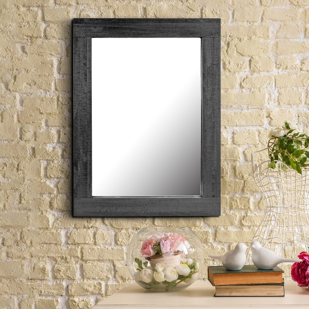 Rectangle Worn Wood Decorative Wall Mirror Black Stonebriar Collection