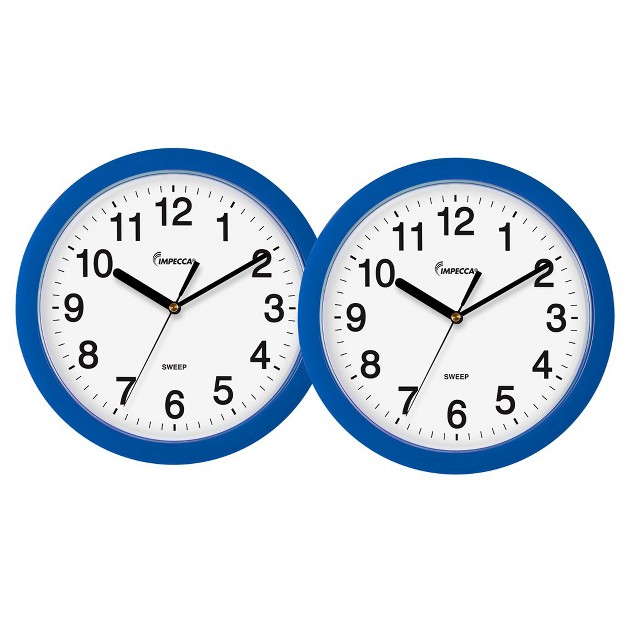 Quiet Movement Wall Clock Blue 2 pack