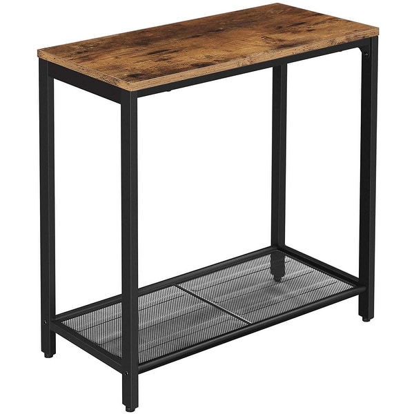 VASAGLE Industrial Side Table， Narrow End Table with Mesh Shelf， Nightstand - 23.62