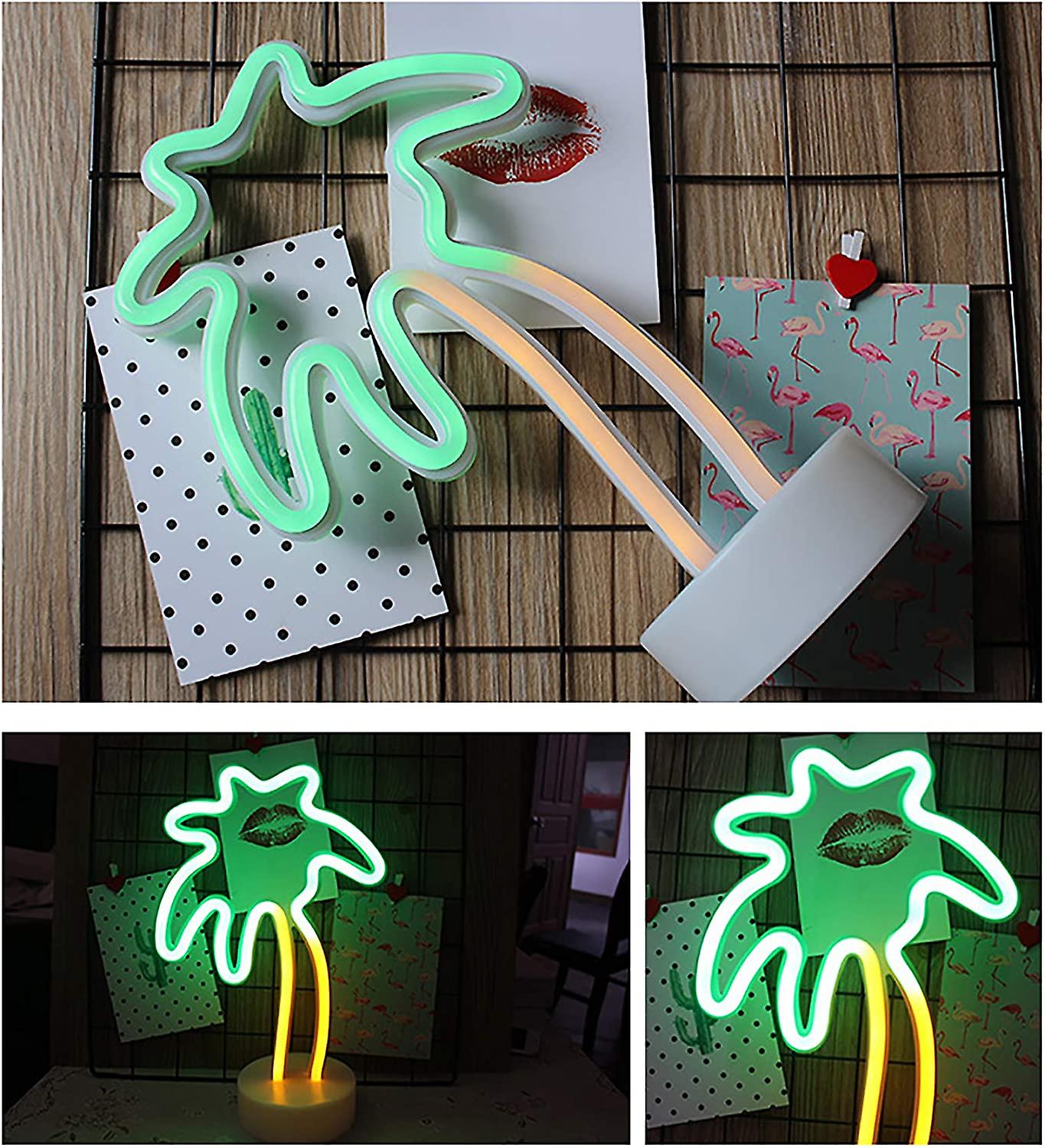 Night Light Neon Light Sign， Led Coconut Tree Night Light Signs， Neon Usb/battery Operated Wall Decor For Party Birthday， Kid's Room， Wedding， Christm