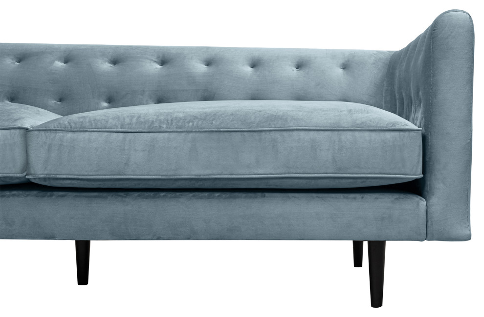 Annabelle 80 quotBluestone Velvet Sofa with Black Wood Legs   Modern   Sofas   by Armen Living  Houzz