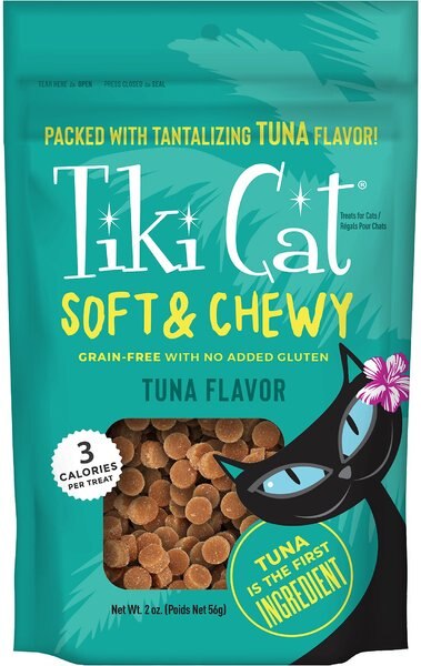 Tiki Cat Soft and Chewy Tuna Flavor Grain-Free Cat Treats， 2-oz pouch