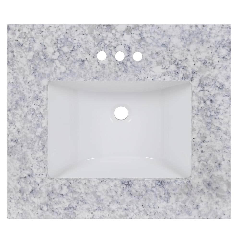 Home Decorators Collection 25 in W x 22 in D Stone Effects Cultured Marble Vanity Top in Everest with Undermount White Sink