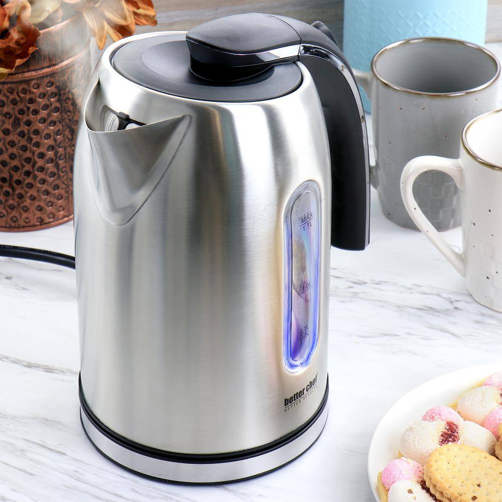 Better Chef 1.7 Liter 360 Degree Stainless Steel Silver Cordless Electric Kettle 985117974M