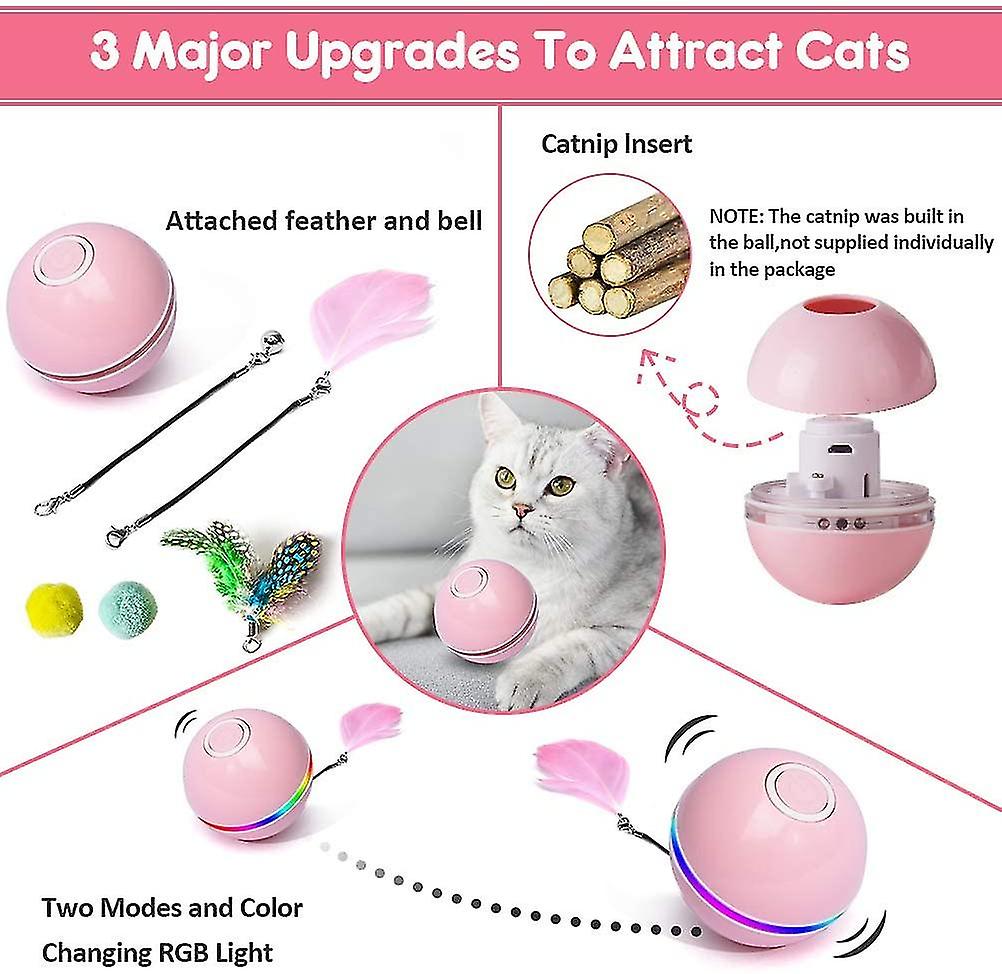 Cat Toys For Indoor Cats， Interactive Cat Toy Ball With Led Light Toys For Cats