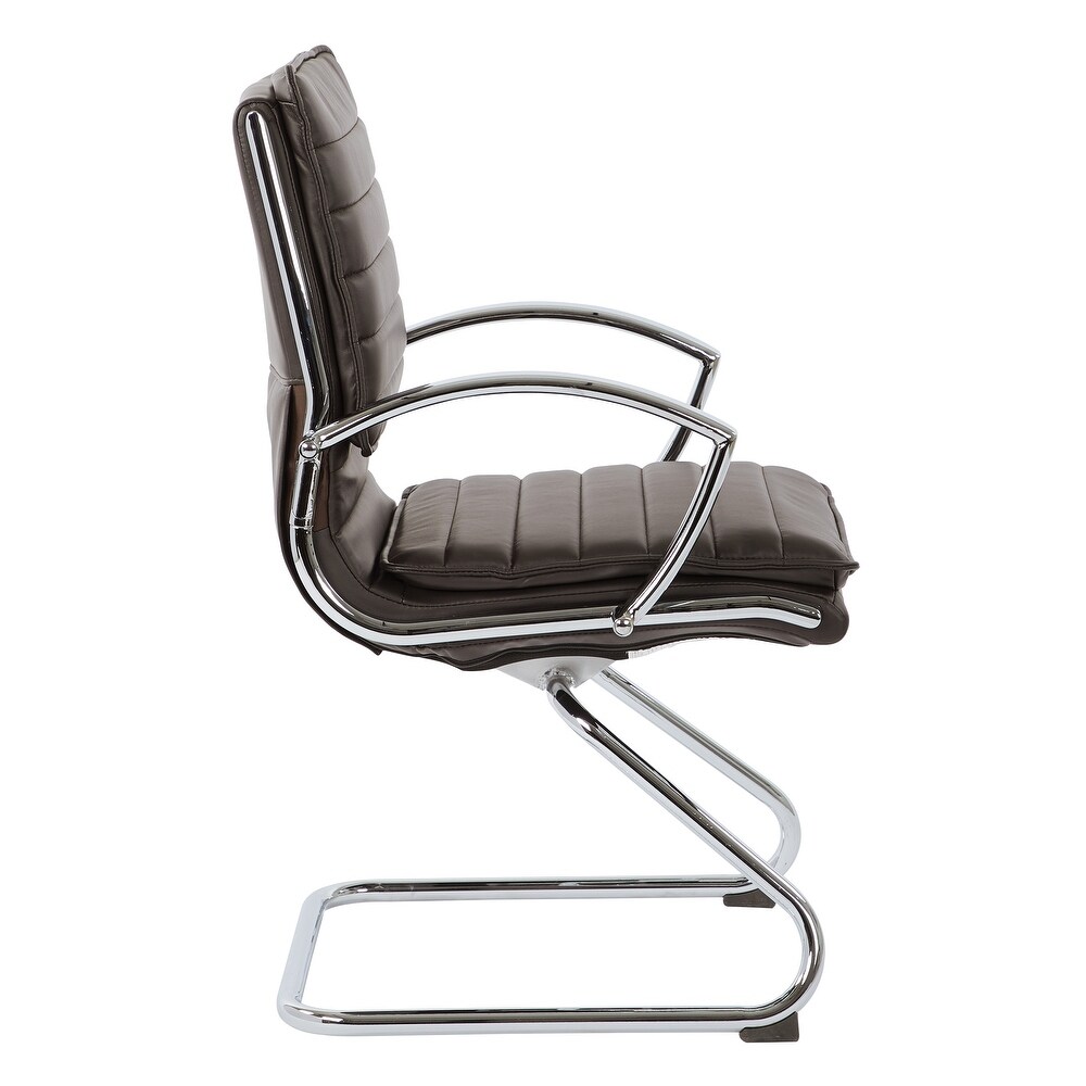 Guest Professional Faux Leather Chair with Chrome Sled Base and Removable Sleeves