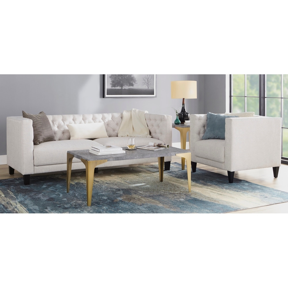 Lifestorey Modern Chesterfield Back Sofa and Chair Set