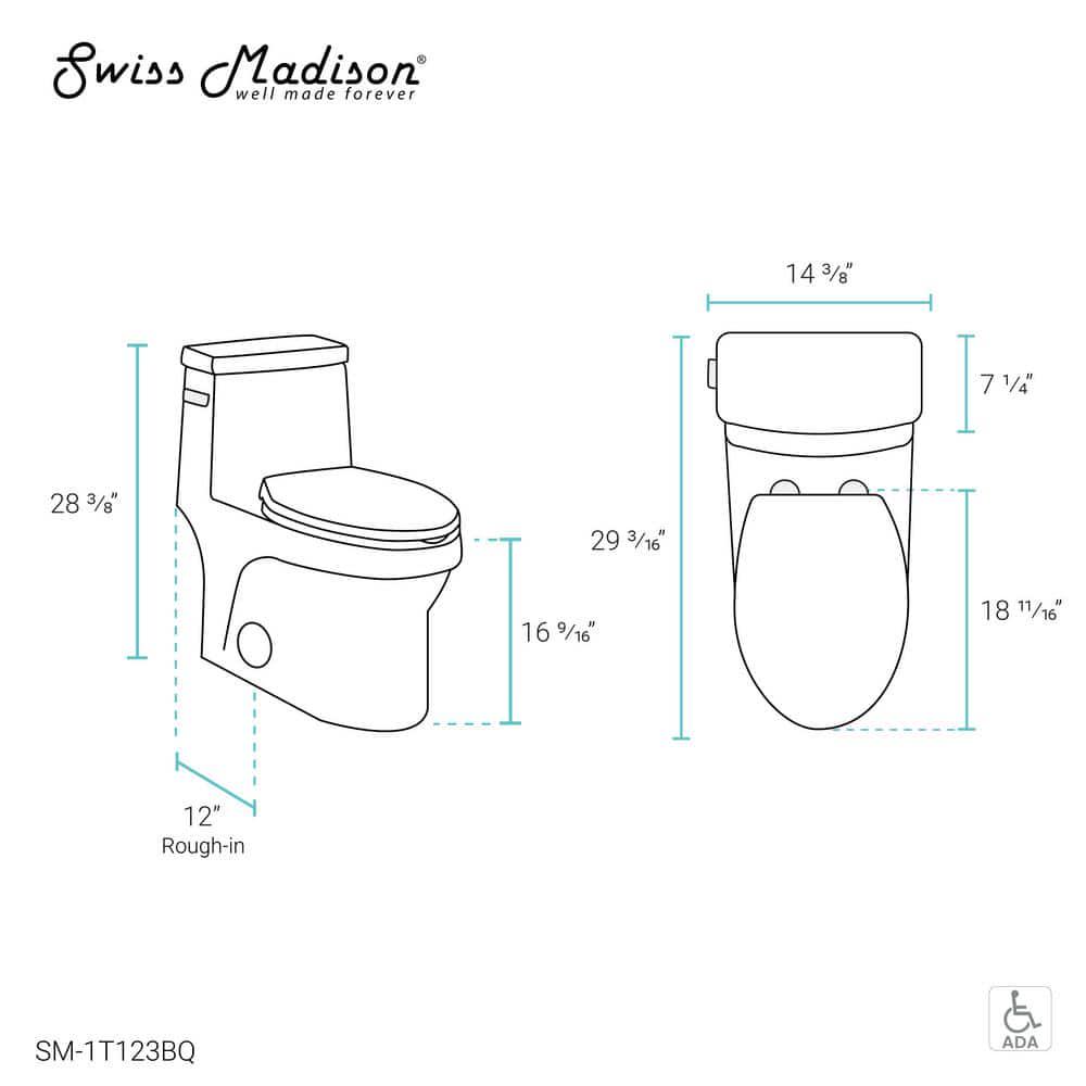 Swiss Madison Classe 1Piece 128 GPF Single Flush Elongated Toilet with Front Flush Handle in Bisque Seat Included