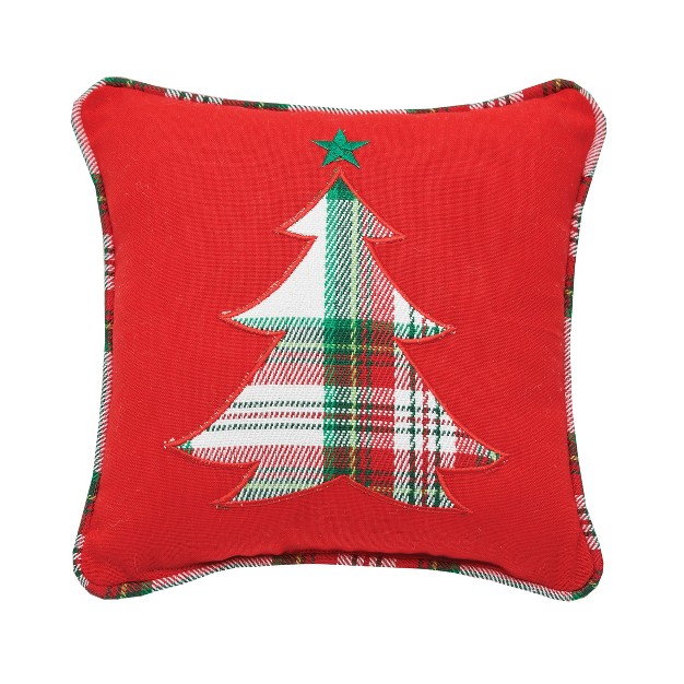 C amp f Home Plaid Christmas Tree Applique Throw Pillow