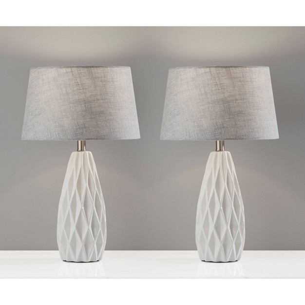 2pc Joan Table Lamps Bonus White Adesso