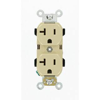 Leviton 20 Amp Industrial Grade Heavy Duty Self Grounding Duplex Outlet Ivory R71-05352-0IS