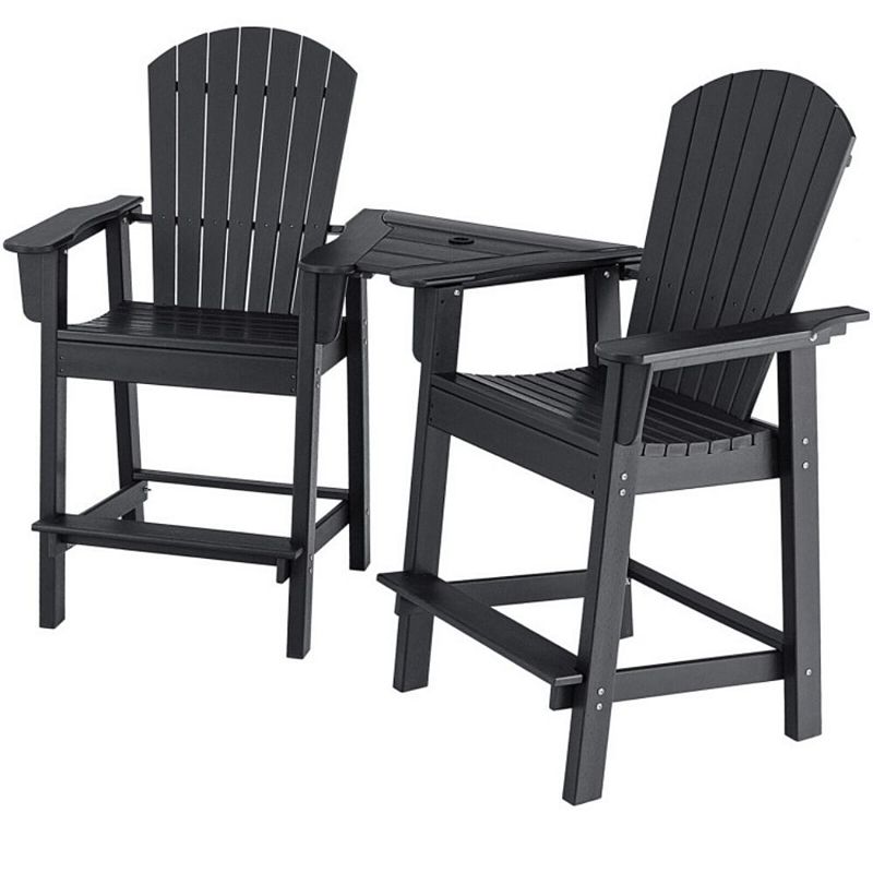 Hivago 2 Pieces HDPE Tall Adirondack Chair with Middle Connecting Tray