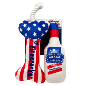 Lulubelles Tiny Tuff Red， White and Booze Dog Toy