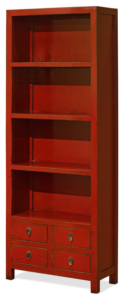 Elmwood Chinese Zen Bookcase  Red   Asian   Bookcases   by China Furniture and Arts  Houzz