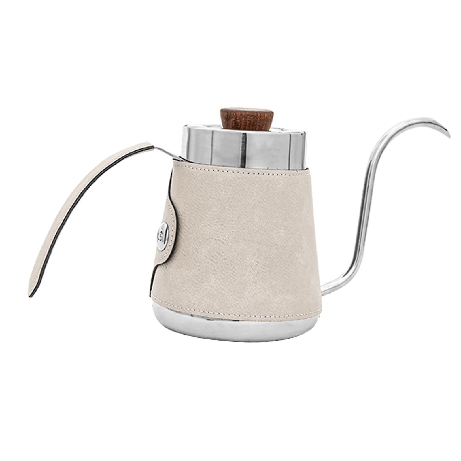 Pour Over Drip Pot 600ml Gooseneck Coffee Kettle For Hotel Entertain Camping Beige