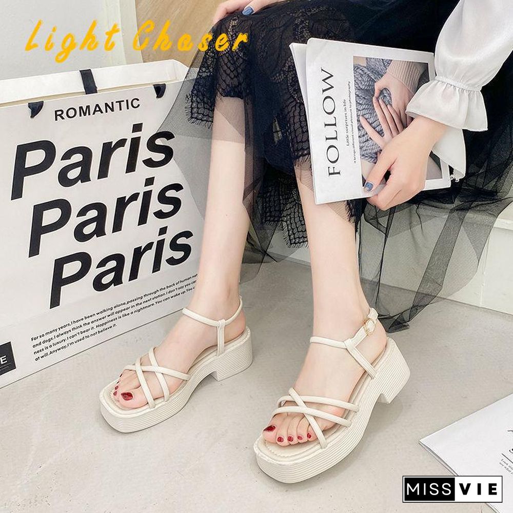 Women Sandals Fashion Wedge Platform Gladiator Sandals Open Toe Buckle Strappy Sandals Summer Shoes Women Sandalias Mujer