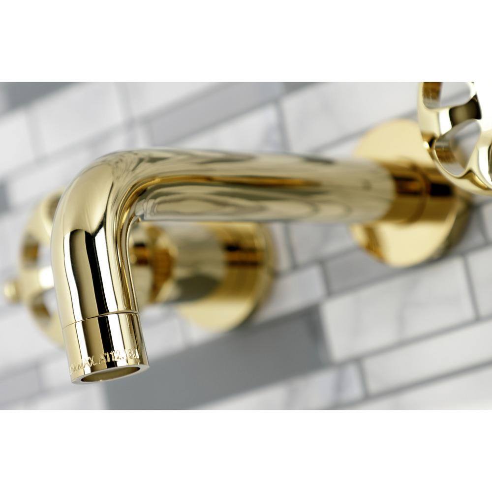 Kingston Brass Belknap 2-Handle Wall Mount Bathroom Faucet in Polished Brass HKS8122RX