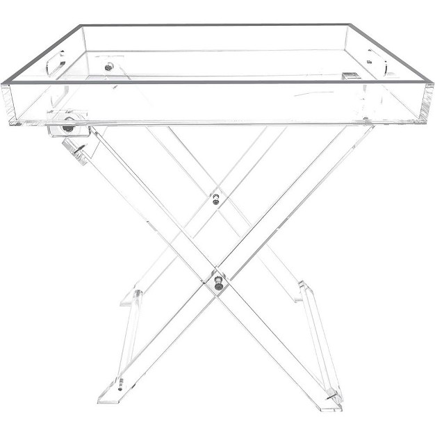 Designstyles Acrylic Folding Table With Silver Rim Luxurious And Durabale Home Decor Enhances Any Setting