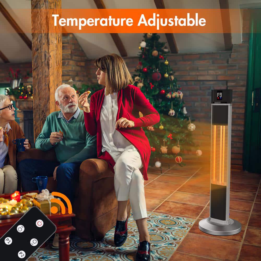 1500Watt Infrared Carbon Tech Electric Freestanding IndoorOutdoor Heater Digital Space Heater with Remote Control