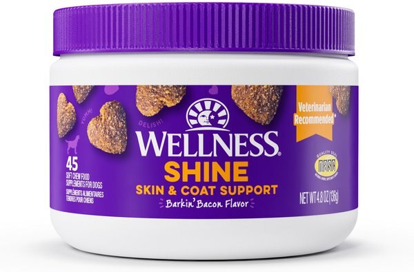 Wellness Shine Skin and Coat Bacon Flavor Chew Supplements for Dogs