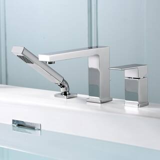 LUXIER Single-Handle Deck-Mount Roman Tub Faucet with Hand Shower in Chrome RTF17-TC