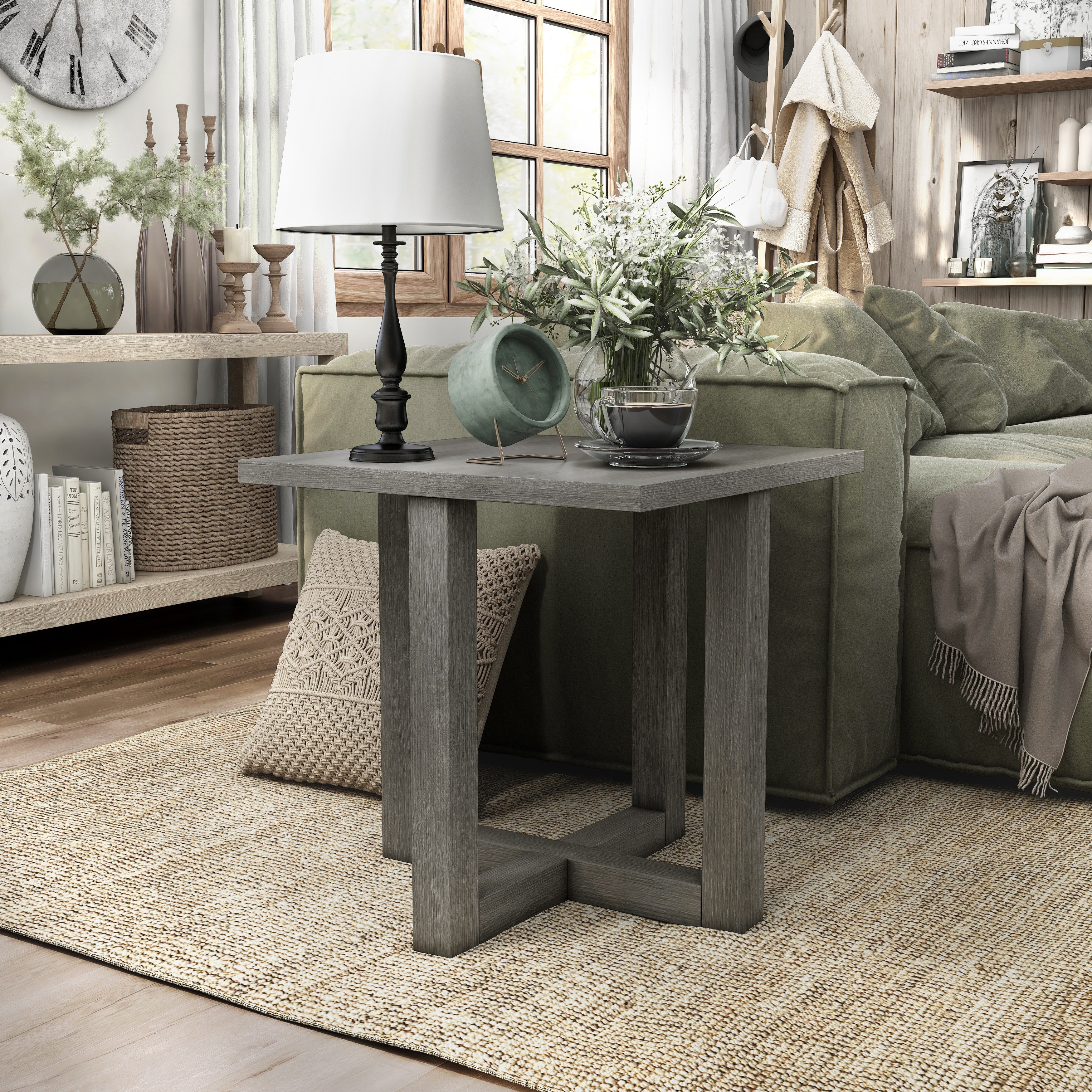 Furniture of America Donware Rustic Light Grey 24-inch Side Table