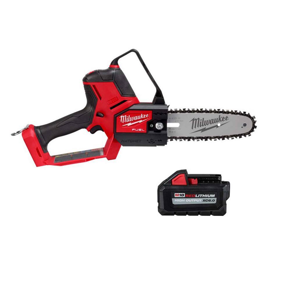 MW M18 FUEL 8 in. 18V Lithium-Ion Brushless Electric Battery Chainsaw HATCHET w6.0 Ah High Output 3004-20-48-11-1865