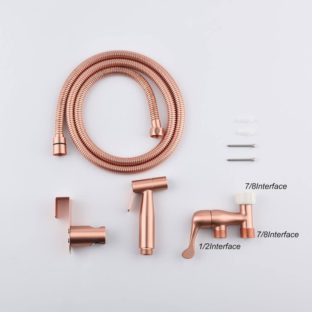 Amucolo Non-Electric Bidet Sprayer for Toilet Handheld Cloth Bidet Attachment Diaper Sprayer in. Rose Gold YeaD-CYD0-1T8