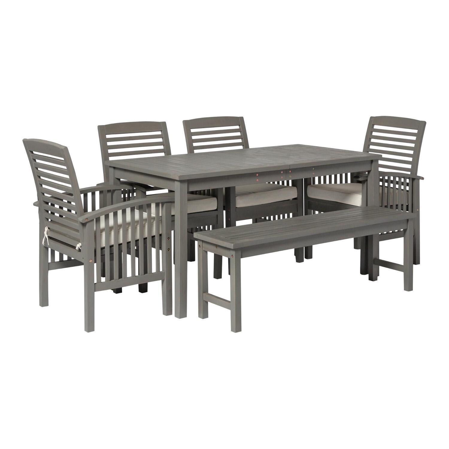 Ultimate Patio Horizon Way 6 Piece Acacia Patio Dining Set W/ 60 X 32 Inch Rectangular Table