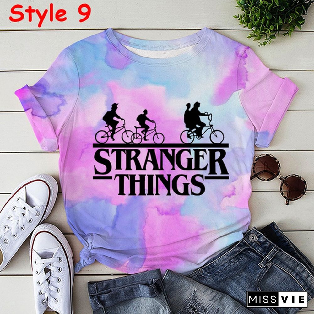 New Stranger Things 3D T Shirt Unisex Casual Tie Dye Short Sleeve Teenager Fashion Streetwear Round Neck Shirt Tee