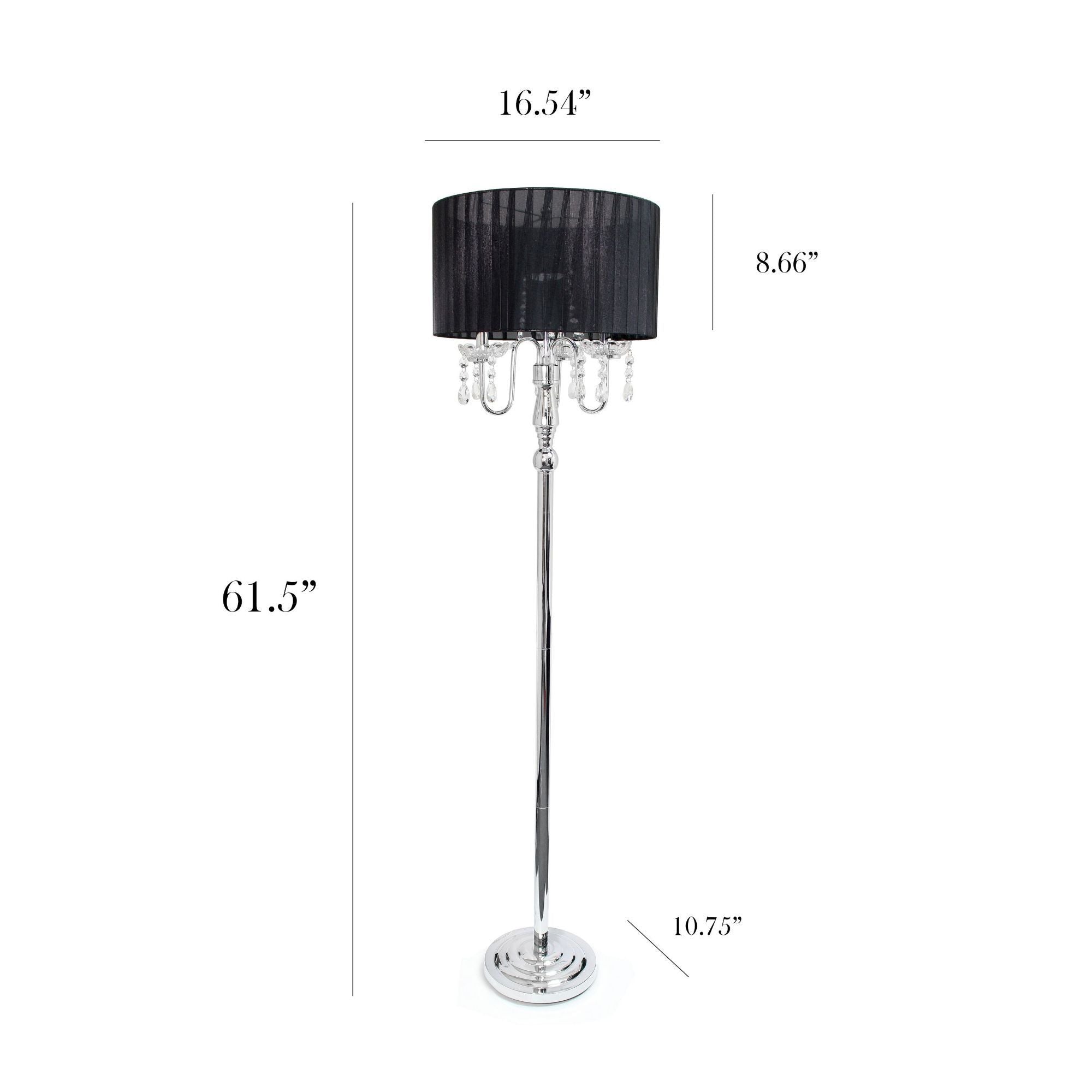 Elegant Designs Trendy Romantic Sheer Shade Floor Lamp with Hanging Crystals