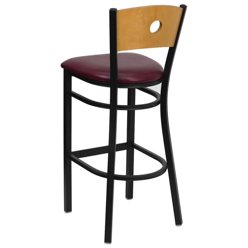 Wood Circle Back Metal Restaurant Barstool   16.75\