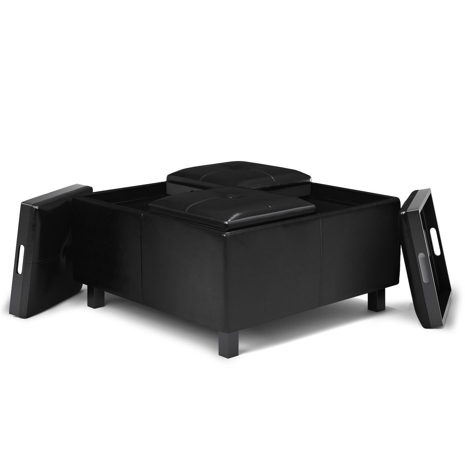 Simpli Home Alcott Square Coffee Table Storage Ottoman