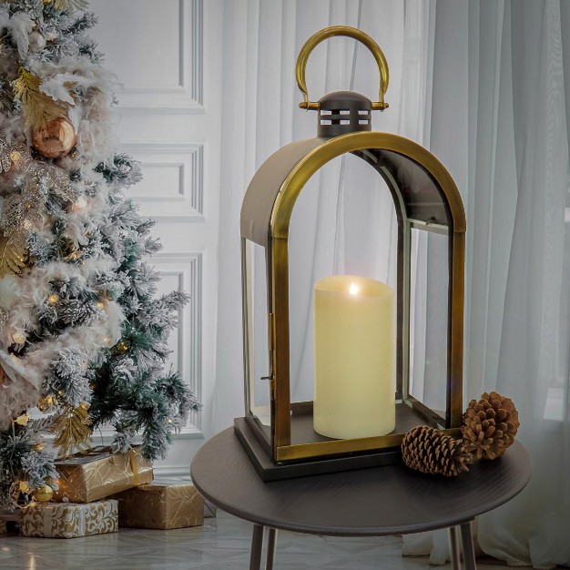 Hgtv Home Collection Dome Lantern Christmas Themed Home Decor Large Black And Gold 22 In