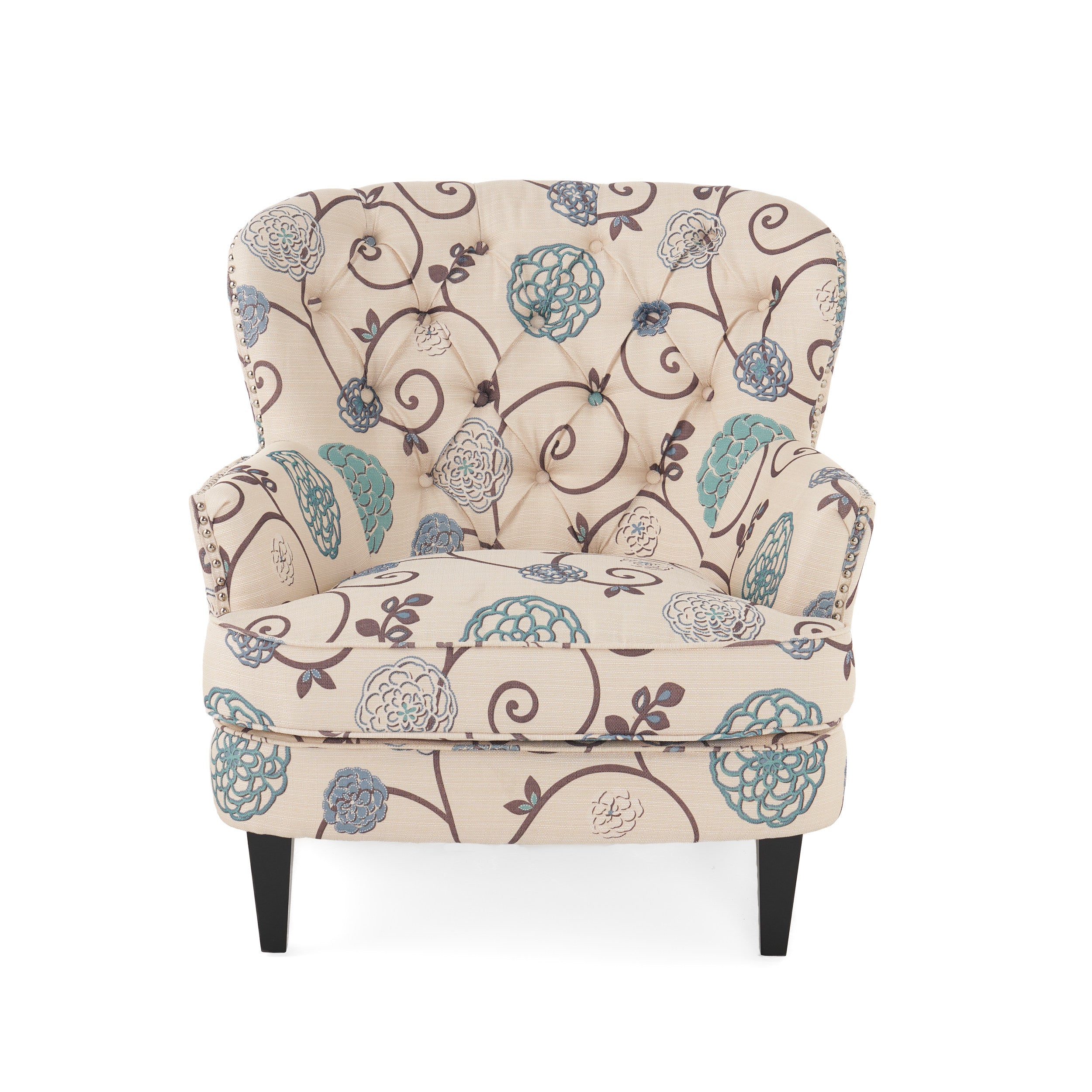 Alfred Button Tufted Fabric Club Chair