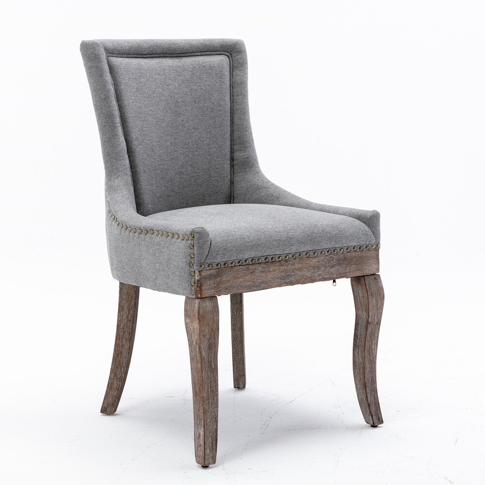 Thickened Fabric Dining Chair with Neutrally Toned Solid Wood Legs