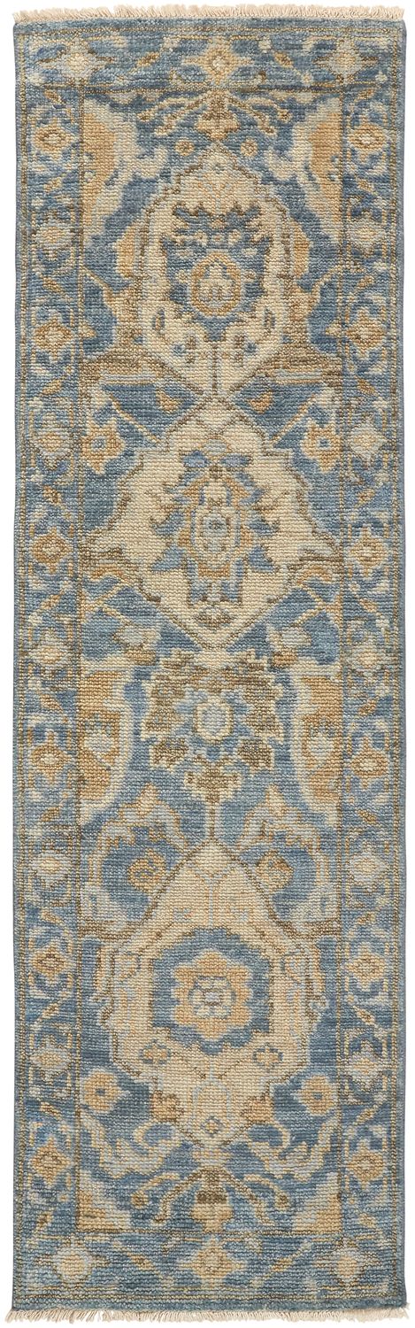 Irie Hand Knotted Blue and Gold Rug by BD Fine