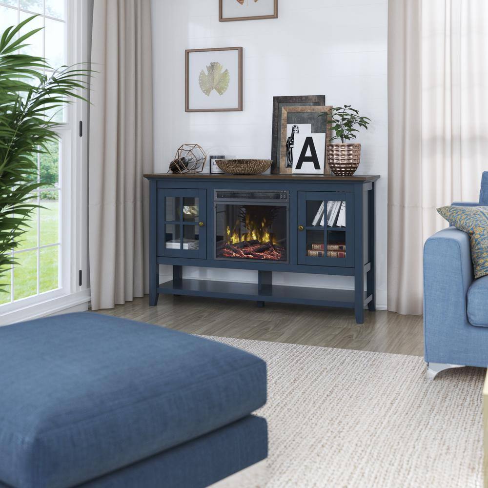 Twin Star Home 54 in. Freestanding Electric Fireplace TV Stand in Fontana Blue 18MM6762-TPP02S