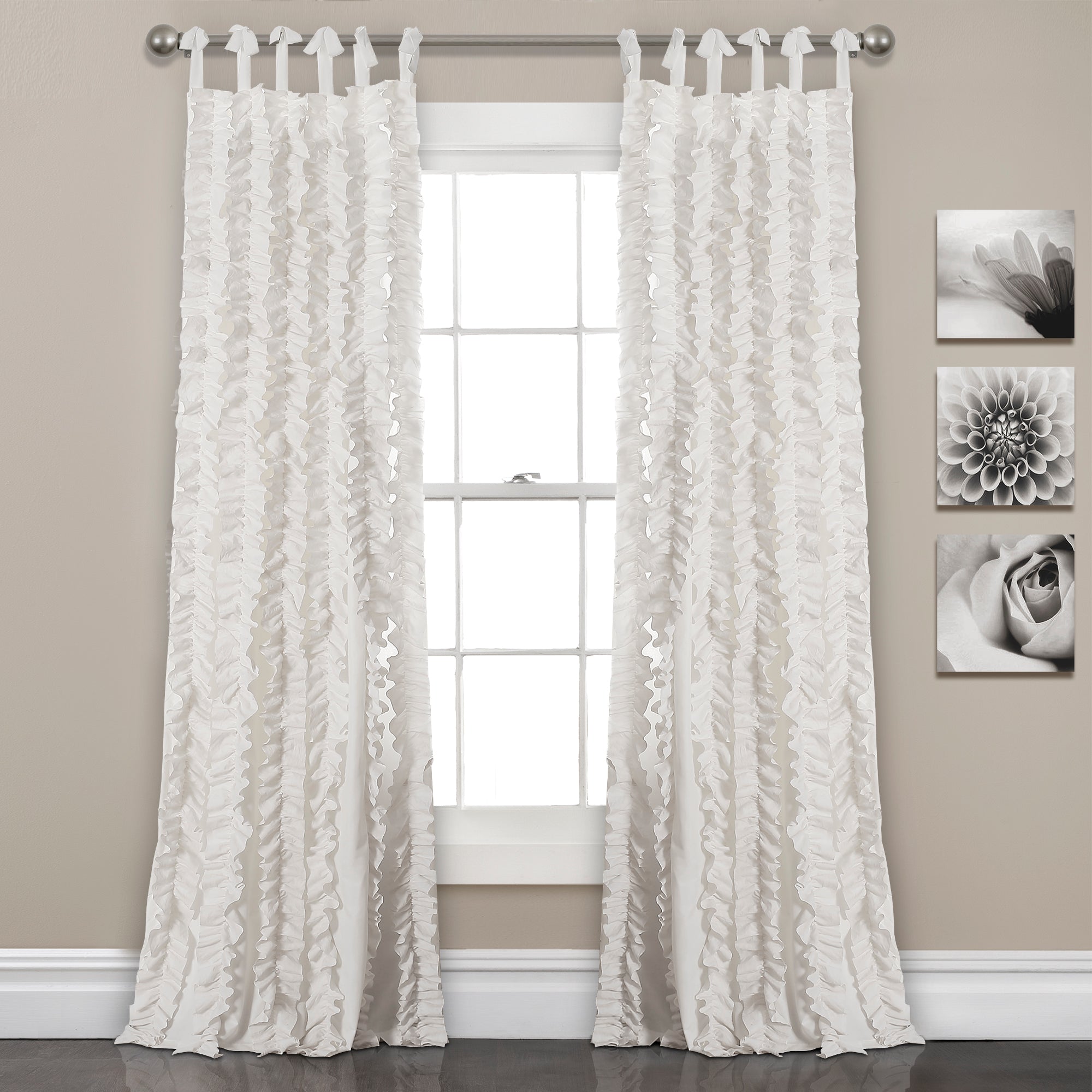 Sophia Ruffle Window Curtain Panel Set