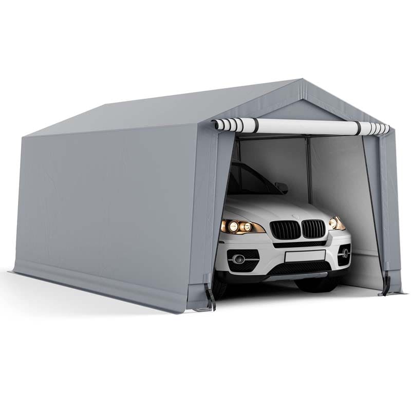 10 x 16 FT Outdoor Heavy-Duty Metal Carport Portable Garage Car Canopy with 2 Removable Doors