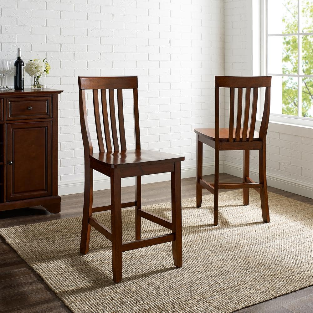 CROSLEY FURNITURE 24 in. Mahogany School House Bar Stool (Set of 2) CF500324-MA